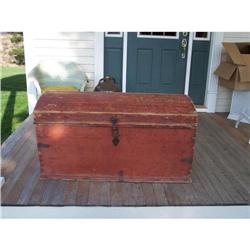 Large Pine Rounded Top Immigrant Trunk #1584964