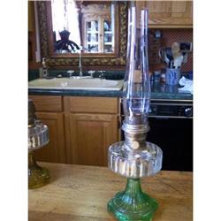 Antique Kerosene Green & Clear Aladdin Lamp #1584997