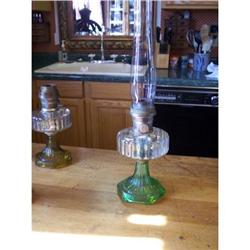 Antique Kerosene Green& Clear Aladdin Lamp #1584999