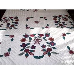 New Amish Quilt-"Strawberry Wreath"-100 x 110 #1585005