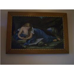 Antique Oil Painting -Lady with Skull #1585012