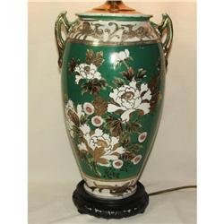 Vintage Oriental Moriage Slip Decorated Lamp #1585016