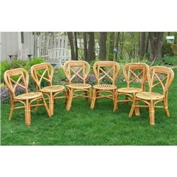 Set of Six Mid-Century Calif-Asia Bamboo Chairs#1585018