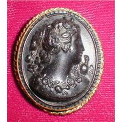 GUTTA Percha CAMEO Brooch GF Frame ANTIQUE #1585065