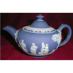 WEDGWOOD Jasperware TEAPOT Dark Blue -ANTIQUE- #1585068