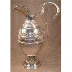 REPOUSSE  Wine EWER - .800 SILVER - Antique #1585081