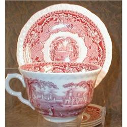 MASONS Vista COCOA Cups & Saucers (4) PINK #1585105