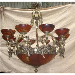 Cast Bronze and alabaster chandelier #1585272