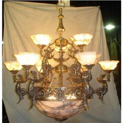 Cast Bronze and alabaster chandelier #1585273