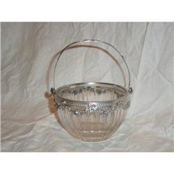 Antique  Sterling and Crystal Sugar  bowl #1585394