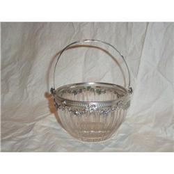 Antique  Sterling and Crystal Sugar  bowl #1585394