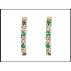 EMERALD DIAMOND HOOP EARRINGS WERE $795 #1596082