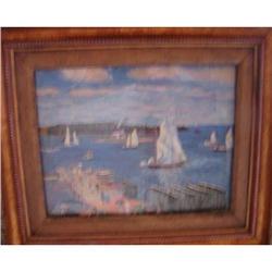 IMPRESSIONIST PRINT OF SAILBOATS IN WATER #1596086