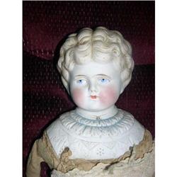 German  tinted stone bisque shoulder plate doll#1596134