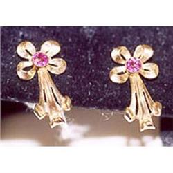 Amethyst and gold bow earrings #1596326