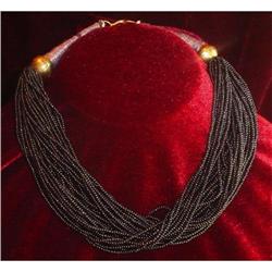 Multi-Strand Black Seed Bead Necklace #1596329