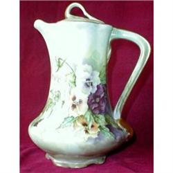 LIMOGES Chocolate POT Hand PAINTED Pansies D&Co#1596466