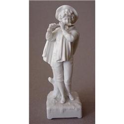 Biscuit Porcelain Figurine of a Boy Flutist #1596564