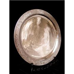 Round Silver Plated Tray with Dog #1596569