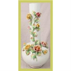 Italian Capo Di Monte Vase Bassano Flowers #1596615