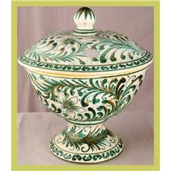 Italian Deruta Lidded Bowl Hand-Painted Ceramic#1596638