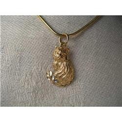 Lovely Estate 14K YG Yellow Gold Cat Pendant #1596657