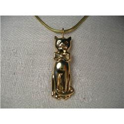 Estate 14K YG Yellow Gold Cat Slide Pendant #1596659