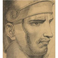 Excellent Drawing of Soldier - France XIX #1596873