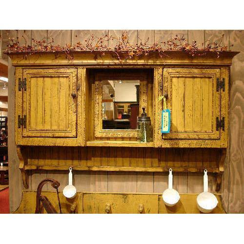 Primitive Rustic Antique Mirror Wall Cabinet 1596923