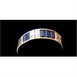 18K Gold Band with Diamonds and Sapphires #1596999