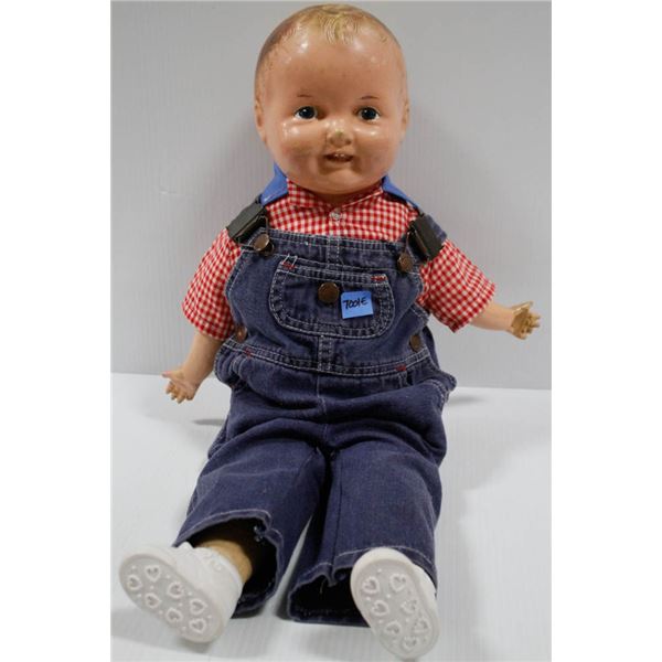 27" 1930'S ANTIQUE COMPOSITE FACE BOY DOLL