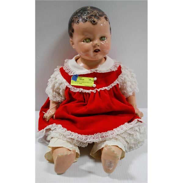 1935 RELIABLE COMPSITE DOLL IN RED DRESS.  #4406