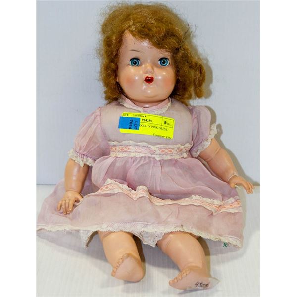 COMPOSITE DOLL IN PINK DRESS.  #4505