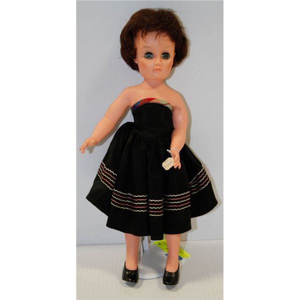 1969 "VALENTINE" DOLL IN BLACK SUN DRESS.  #4005