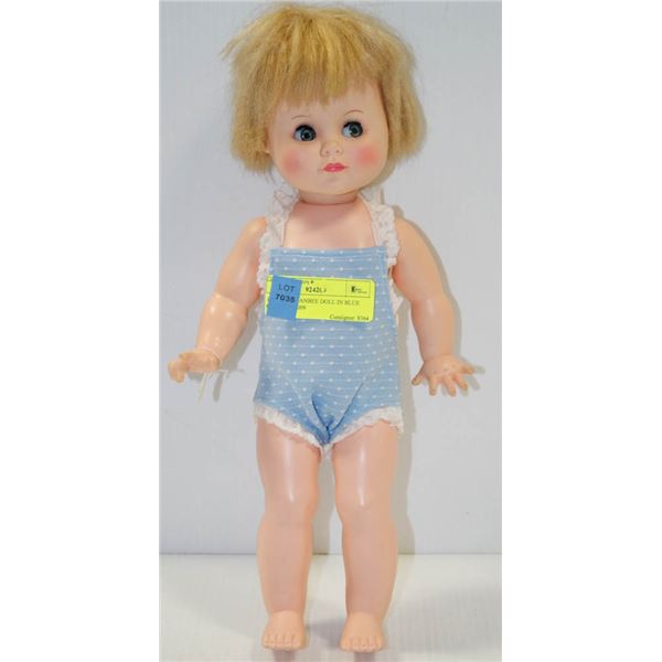1967 16" EFFANBEE DOLL IN BLUE OUTFIT.  #4009