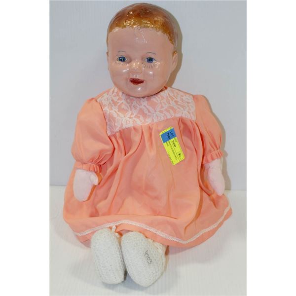 1930'S METROPOLITAN BABY DOLL IN PEACH DRESS. #4703