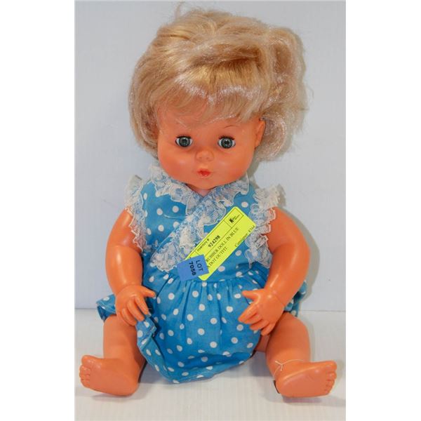 REGAL RUBBER DOLL IN BLUE POLKA DOT OUTFIT. #4812