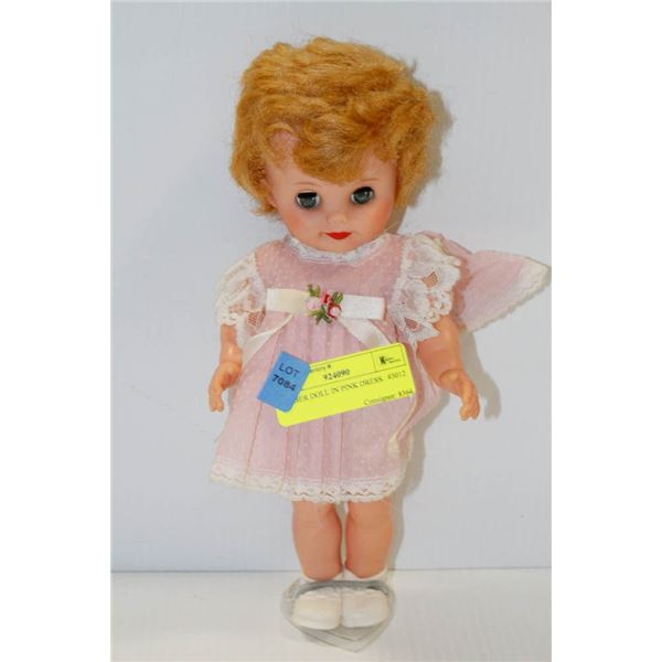RUBBER DOLL IN PINK DRESS.  #3012