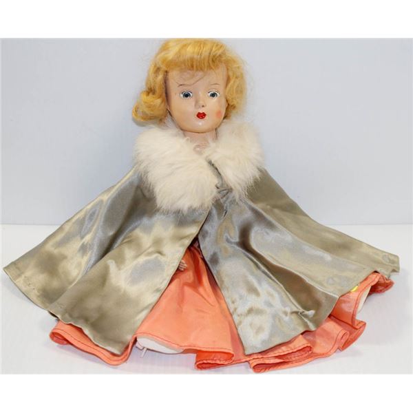 1955 14" DOLL W/ GREY CAPE.  #2702