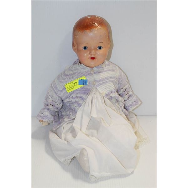 1935 COMPOSITE DOLL IN PURPLE DRESS.  #3605