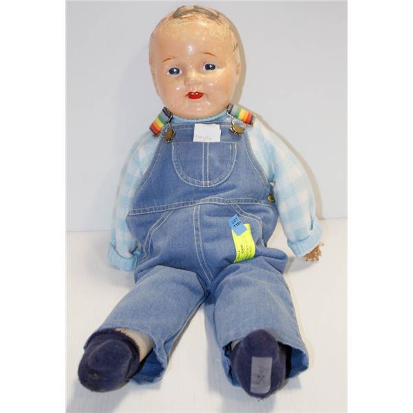 16" COMPOSITE BOY DOLL IN COVERALLS.  #5501
