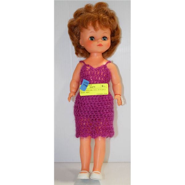 REGAL TEEN GIRL DOLL IN PURPLE DRESS.  #4605