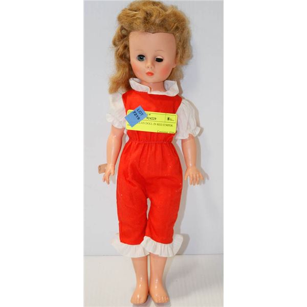 1960 PULLAN DOLL IN RED JUMPER.  #4213