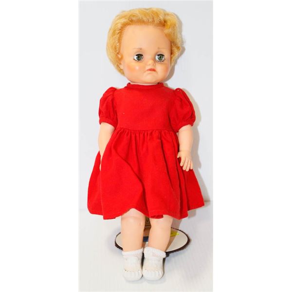 POUTY FACE DOLL IN RED DRESS.  #3911