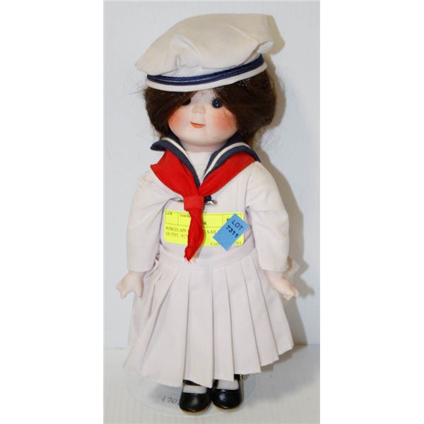 PORCELAIN DOLL W/ SAILOR OUTFIT.  #1702