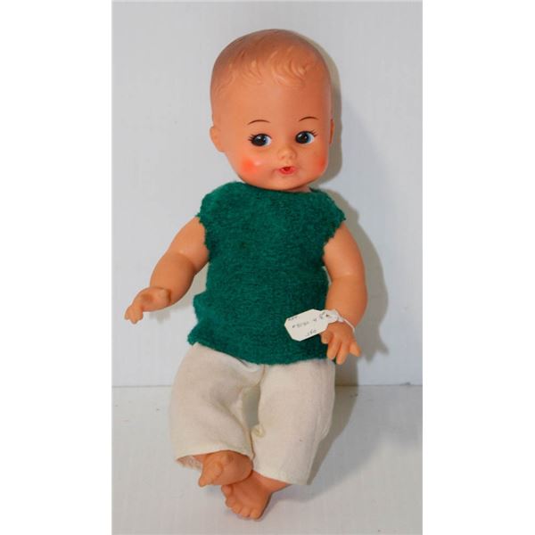 PLAYMATE BABY BOY DOLL IN GREEN VEST.  #3113