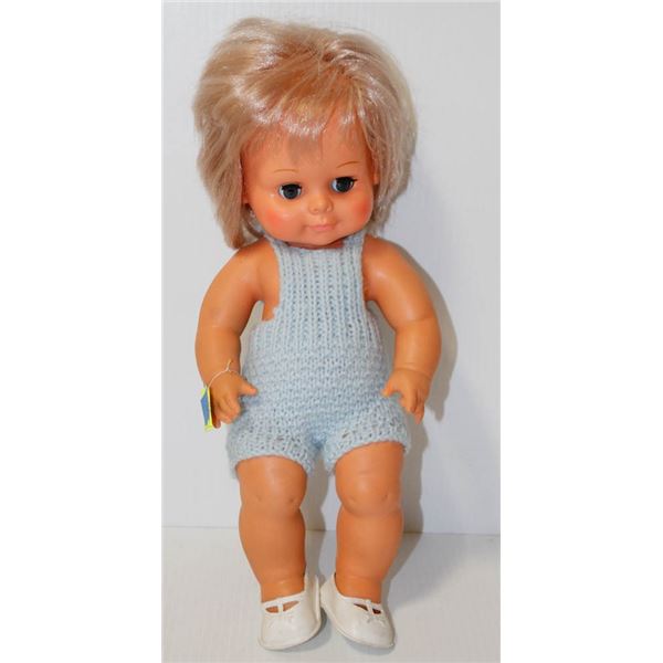 1975 PLAYMATE DOLL IN BLUE JUMPER.  #3107