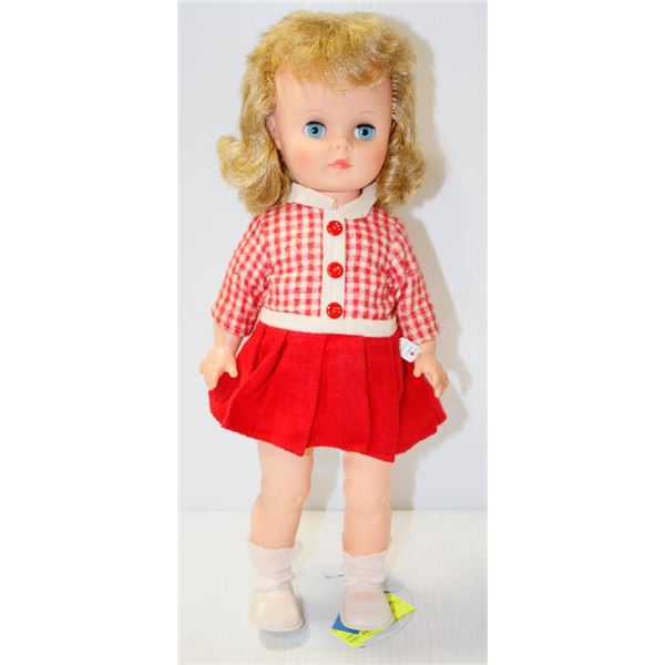 1950'S PLASTIC DOLL IN PLAID SHIRT.  #5813
