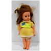 Image 1 : VINTAGE RUBBER DOLL IN YELLOW DRESS.  #601