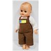 Image 1 : 20" TODDLER DOLL, IN BROWN OVERALLS.  #6009